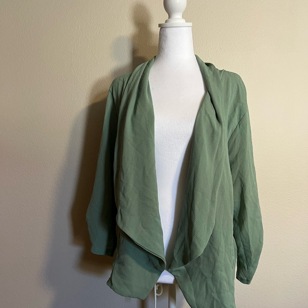Women's Green Open Front Jacket